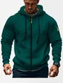 Men's slim fit dark teal zip-up hoodie with sleeve pocket and neon yellow detail - S / Dark Green