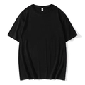 Classic black 220G combed cotton short sleeve T-shirt with a loose fit and round neck - S / Black