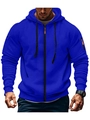 Royal blue men's zip-up hoodie with pleated sleeves and sporty athletic design - S / Blue