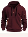Detail eines burgunderroten taktischen Hoodies mit orangen Reißverschlüssen und Ärmeltaschen - S / Burgunderrot