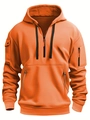 Detailansicht des leuchtend orangen Herren-Hoodies mit Reißverschlusstaschen am Ärmel - S / Orangerot