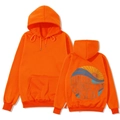 Orange oversized hoodie with Here Comes The Sun back print and front kangaroo pocket - Orange-Here Comes The Sun