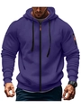 Men's deep purple zip-up hoodie featuring tactical sleeve pockets and orange accents - S / Purple