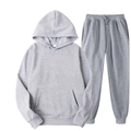 Classic grey tracksuit for men featuring a drawstring hoodie and matching sweatpants - Light Gray