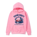 Pink oversized hoodie with a retro sunset print and front kangaroo pocket - S / Pink-Chasing Sunsets