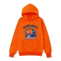 Bright orange oversized hoodie with sunset graphic and Forever Chasing Sunsets print - Orange-Chasing Sunsets