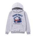 Light gray hooded sweatshirt with vintage sunset graphic print and drawstring detail - Grey 1