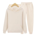 Chándal de hombre en forro polar crema con sudadera con capucha y pantalón deportivo - S / Beige