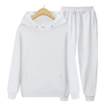 Men's solid white tracksuit featuring a fleece pullover hoodie and drawstring joggers - S / White