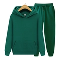 Detail of dark green tracksuit with drawstring hoodie and ribbed cuffs in size M - S / Green