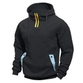 Heren hoodie in zwart met gele rits en handige kangoeroezakken voor sportief gebruik - M / Zwart