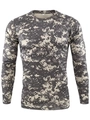 Detail view of quick-dry tactical T-shirt featuring grey digital camouflage and M-size label - ACU Camouflage