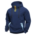 Sudadera azul marino de hombre con cremallera amarilla y bolsillo canguro - M / Azul marino