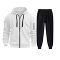 Detail of white hooded jacket with black drawstring and functional zippered sleeve pocket - S / White And Black
