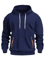Sudadera con capucha azul marino para hombre con cordones grises y detalles en naranja - M / Azul marino