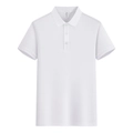 Nahaufnahme des weißen Polo-Shirts aus Piqué-Baumwolle mit Textur und Drei-Knopf-Leiste - S / Weiß