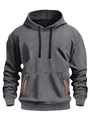 Sudadera con capucha gris oscuro para hombre con bolsillo y cremallera naranja - S / gris oscuro