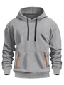 Sudadera con capucha gris claro para hombre con cordón contraste y detalles en naranja - M / Gris claro