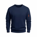 Felpa girocollo blu navy da uomo con tasche tattiche e dettagli arancioni vivaci - S / Blu navy