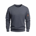 Sudadera gris oscuro para hombre con cuello redondo y bolsillos tácticos en la manga - S / gris oscuro