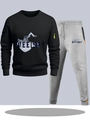 Heren sporttrainingspak met zwart sweatshirt met rits en lichtgrijze joggingbroek met trekkoord - S / Boven- En Onderstuk / Zwart En Lichtgrijs