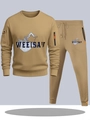 Khaki heren sportpak set met WELLSAY print hoodie en bijpassende joggingbroek voor heren - S / Boven- En Onderstuk / Khaki