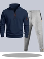 Survêtement homme deux pièces avec haut bleu marine et pantalon jogging gris - S / Haut Bleu Marine avec Pantalon Gris Clair