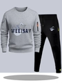 Grijs sweatshirt en zwarte joggingbroek trainingspak met contrasterende ritsen en logo - S / Boven- En Onderstuk / Lichtgrijze Top en Zwarte Broek