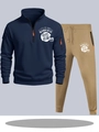 Men's navy hoodie and khaki jogger set with American football graphic print - S / Top And Bottom / Navy And Khaki