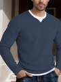 Dettaglio del tessuto a nido d'ape blu navy e del design a doppio colletto sulla maglia a maniche lunghe - S / Blu navy