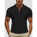 Polo uomo in maglia nera con colletto marrone a contrasto e trama verticale fine - M / Nero