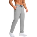 Men's light grey quick-dry sports trousers with drawstring waist and zipper pockets - M / Light Gray