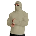 Men's outdoor sun protection hoodie with integrated face mask and thumbhole sleeves - Khaki