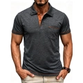 Herren Slim Fit Poloshirt in Anthrazit mit markanten orangefarbenen Kontrastdetails - S / Dunkelgrau