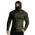 Detail of hooded sun protection shirt with integrated mask in forest digital camo - M / Forest Digital Camouflage (ZT330-5)