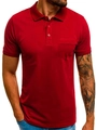 Détail d'un polo rouge foncé pour homme avec col classique et poche poitrine pratique - M / Rouge