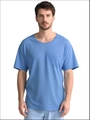 Chemise de récupération pour homme bleu chiné avec boutons-pression sur l'épaule - S / Bleu