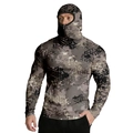 Detail of hooded tactical sun shirt with integrated face mask and camouflage pattern - M / Snakeskin Camouflage (ZT330-7)