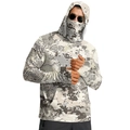 Detail of hooded sun protection jacket with digital camouflage and thumbhole cuffs - M / Grey & Beige Digital Camouflage (ZT329-9)