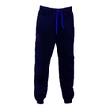 Détail d'un pantalon de jogging bleu marine ajusté avec taille élastique et cordon - M / Bleu Marine et Bleu