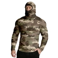 Detail eines Herren-Camo-Sonnenschutz-Hoodies mit integrierter Maske und Fronttasche - M / Dschungel-Tarnmuster (ZT330-11)