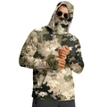 Detail of hooded camo sun protection shirt with integrated face mask and thumb holes - 3XL / Tactical Desert Camouflage (ZT329-29)