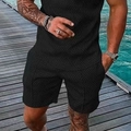 Dettaglio della trama a onde 3D sul completo estivo nero da uomo in tessuto a maglia - XS / Deep Black (ZK87-36)