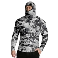 Detail of men's digital camouflage sun protection jacket with integrated face mask hood - Zt330-12 / 3XL
