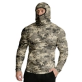 Close-up of integrated face mask and digital camo pattern on the outdoor sun shirt - Zt330-13 / 3XL