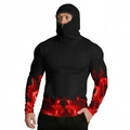 Detail of hooded sun protection jacket with balaclava mask and red flame prints - Zt330-19 / 3XL