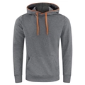 Deep grey hoodie for men with orange drawstring and kangaroo pocket for casual wear - M / Dark Gray