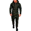 Herren Waldtarn-Trainingsanzug mit Kapuzenpullover und passender Jogginghose für den Sport - Camo Grün