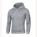 Grijze heren hoodie met gewatteerd ruitjespatroon en ritsdetail op de mouw voor heren - S / Lichtgrijs