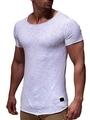 Detail eines grauen Herren T-Shirts mit inversem Dreieckssaum und seitlichem Stoffetikett - M / Weiß